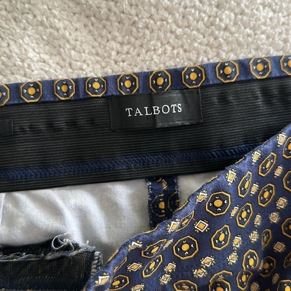 Talbots Boho Artsy Navy Geometric Essex Ankle Pull On Stretch Skinny Fit Pants - Picture 7 of 8